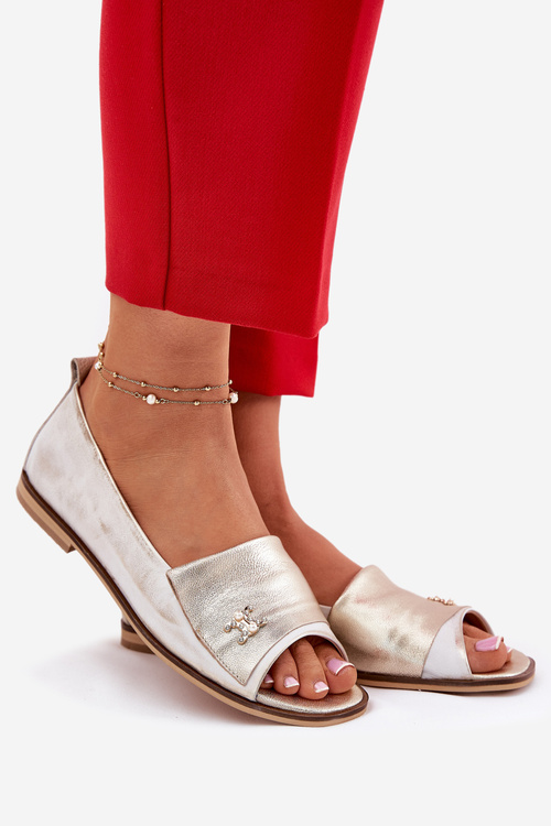 Шкіряні Елегантні Балерини З Відкритими Пальцями Zazoo 1865 Золото Зношене