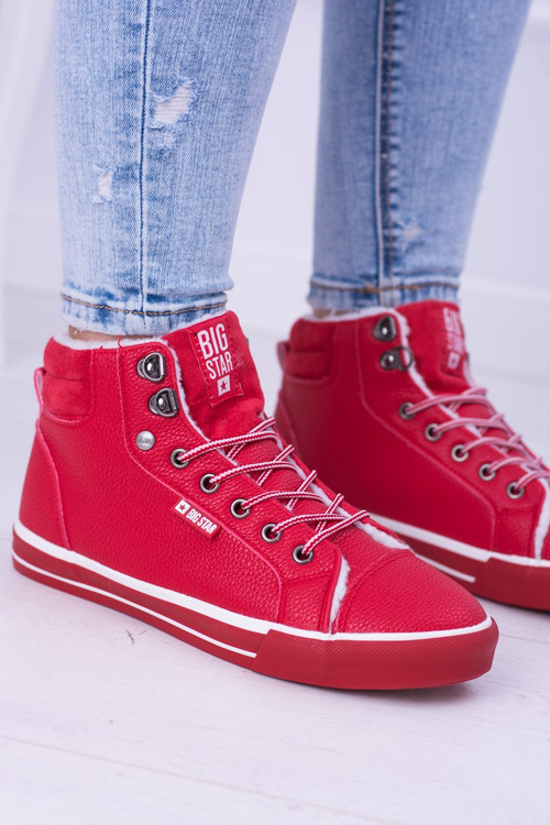 Утеплені червоні жіночі тенісні туфлі Big Star BB274003