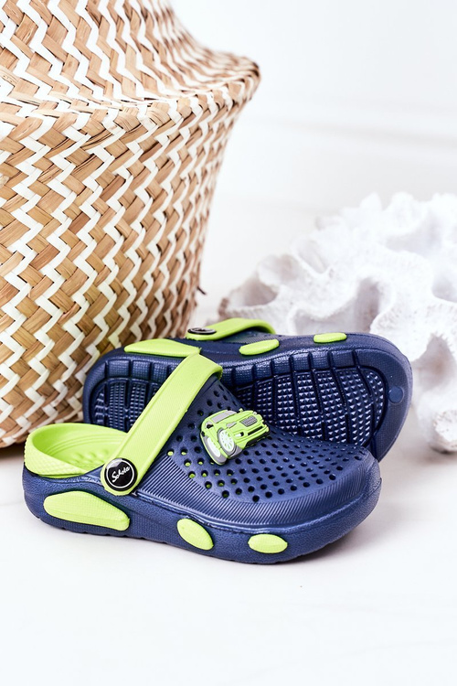Дитячі поролонові тапочки Crocs Navy Blue-Green Oliver