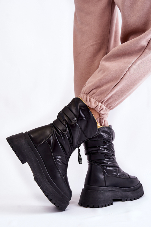 Високі жіночі зимові черевики на блискавці Чорні Moira