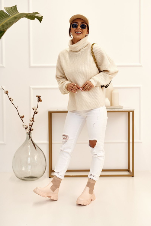 Чоботи жіночі шкарпетки бежеві Stormy