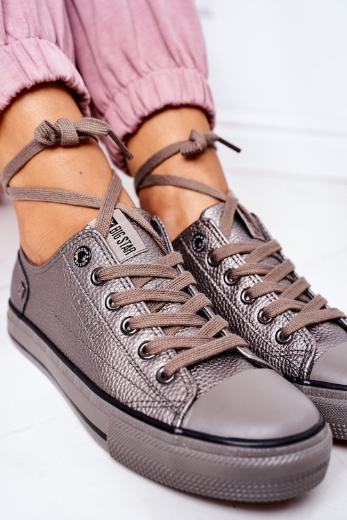 Жіночі шкіряні кросівки BIG STAR II274003 Олов'яні