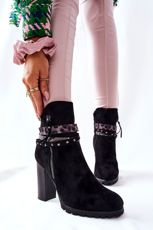 Замшеві чоботи на високому каблуці Чорні Besis