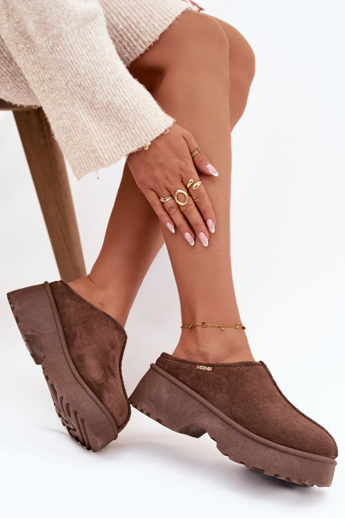 Жіночі снігові чоботи низькі на платформі коричневі Yrenna