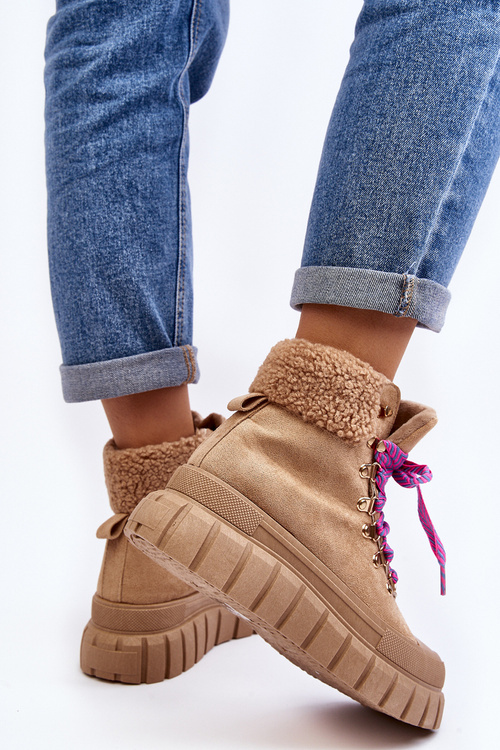 Утеплені черевики на товстій підошві Ralotta коричневого кольору