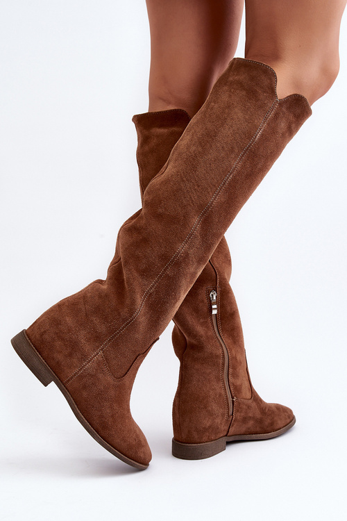 Чорні замшеві чоботи Zazoo 3407 на плоскій каблуці