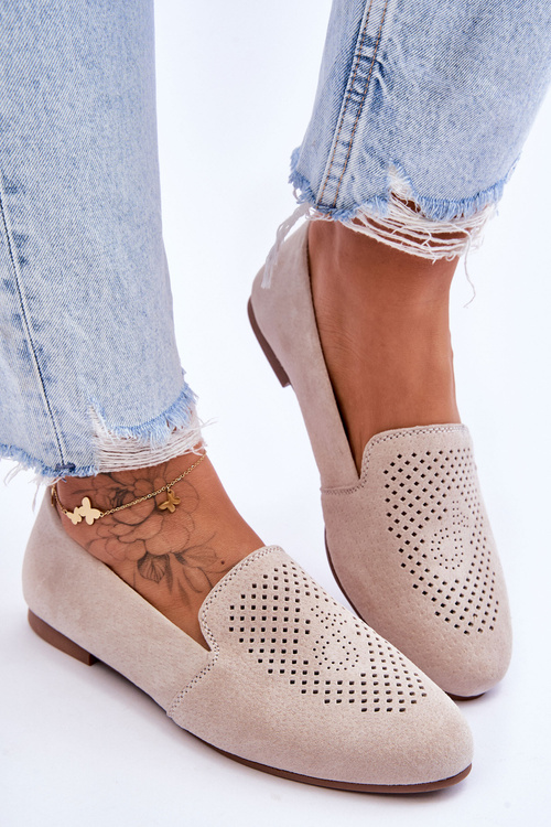 Замшеві зручні лофери бежеві Giovana