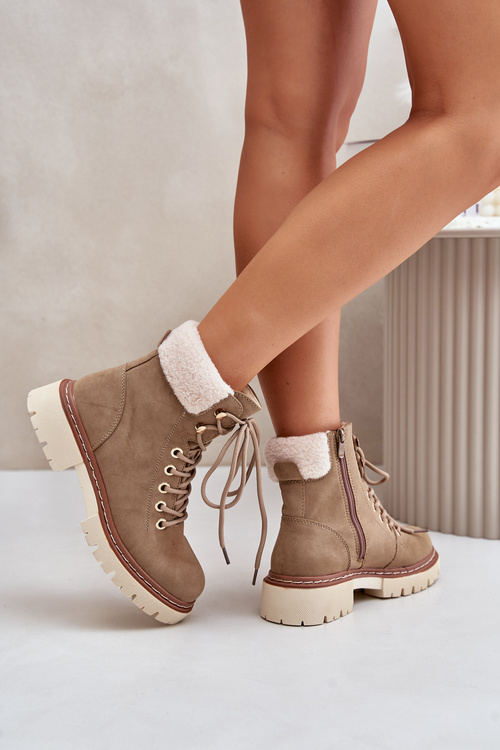 Ботильйони утеплені жіночі на блискавці кольору хакі Ferelia