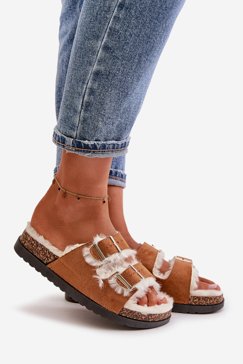 Жіночі тапочки з пряжками і хутром Camel Ezilena