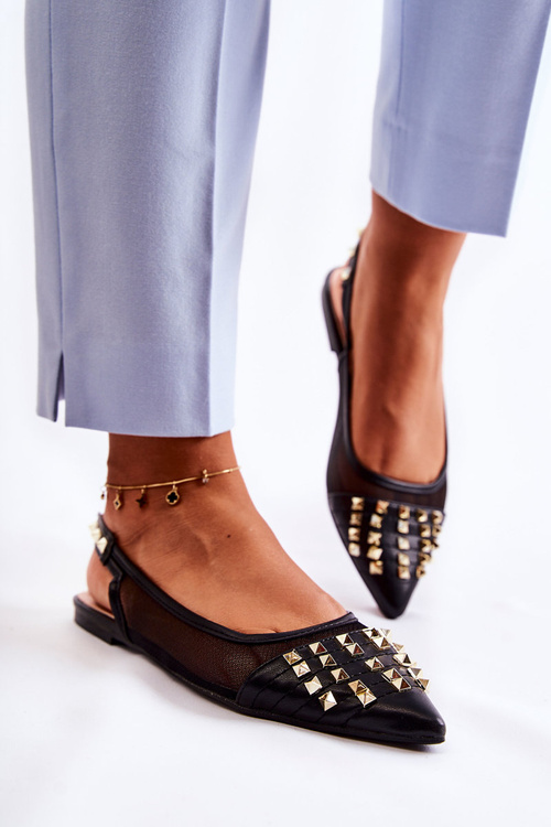 Жіночі балетки на шпильках чорні Kinley