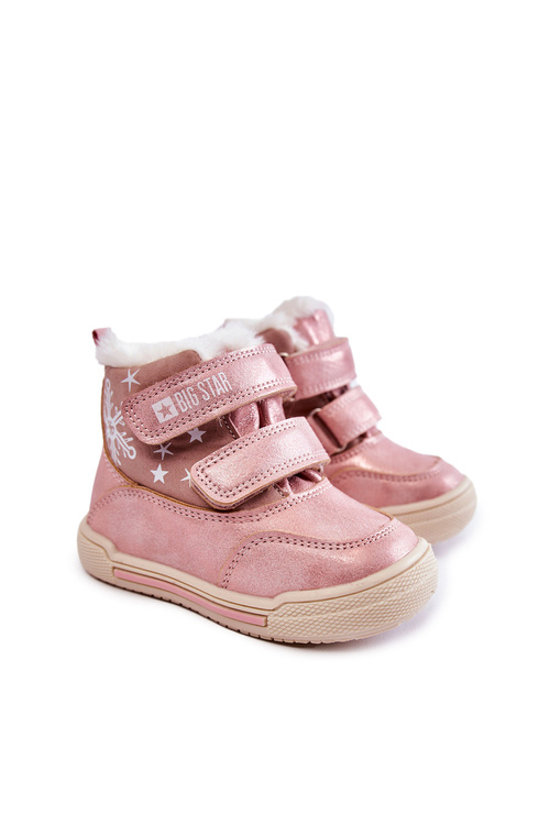Дитячі теплі черевики на липучці Велика зірка KK374188 Рожеві
