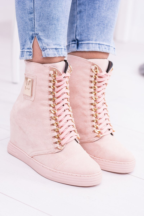 Жіночі замшеві рожеві кросівки Monica на ланцюжку Lu Boo