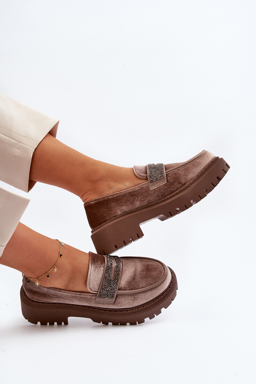 Жіночі велюрові мокасини з декором Коричневий Wendreda
