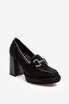 Шкіряні човники на масивному каблуці Laura Messi 2706 Чорні