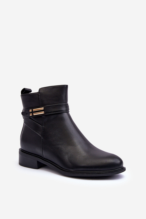 Жіночі шкіряні чоботи з ремінцями чорні норки