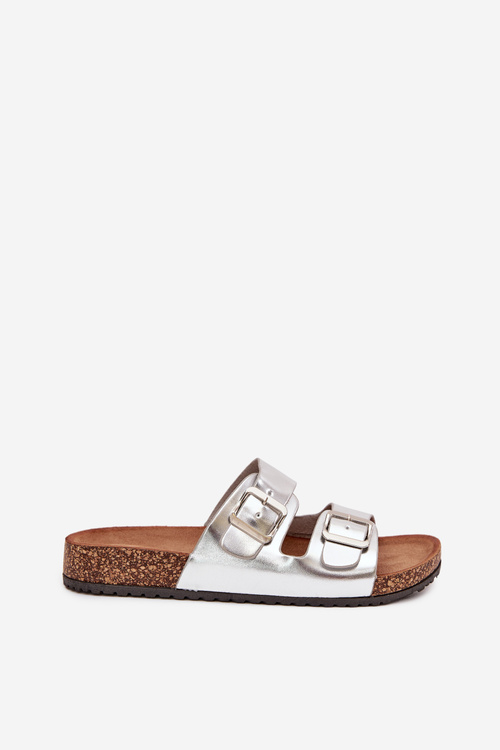 Жіночі Сандалі На Корковій Платформі З Пряжками Сріблясті Vesina