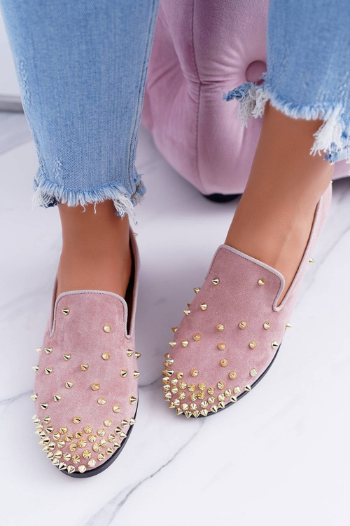 Жіночі балетки Lu Boo Pink Suede Lords зі шпильками Одеса