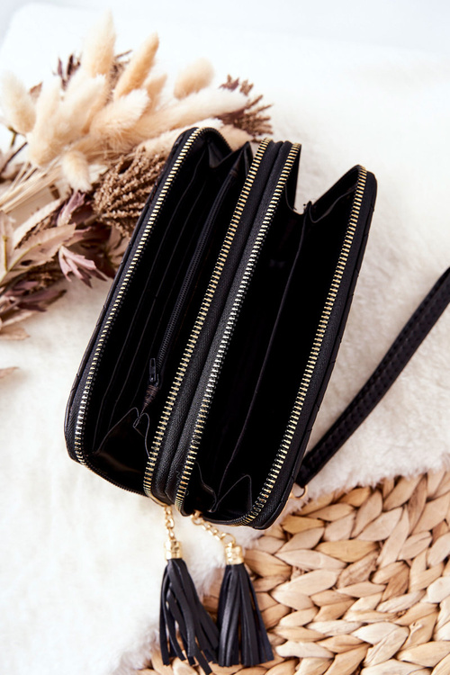 Великий стьобаний гаманець на блискавках чорного кольору