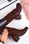 Жіночі утеплені чоботи з пряжками Коричневий Cassidy
