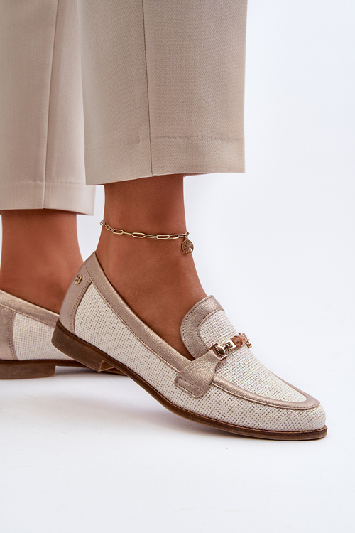 Шкіряні мокасини із золотим орнаментом Maciejka 06442-25 Золото