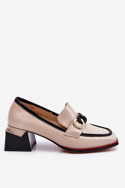 Зручні туфлі на низьких підборах бежеві Valenti