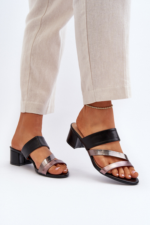 Жіночі чорні босоніжки Rosila на низькому каблуці