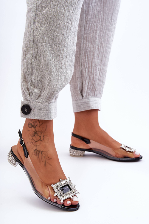 Прозорі босоніжки з прикрасами Чорні SBarski MR1037-05