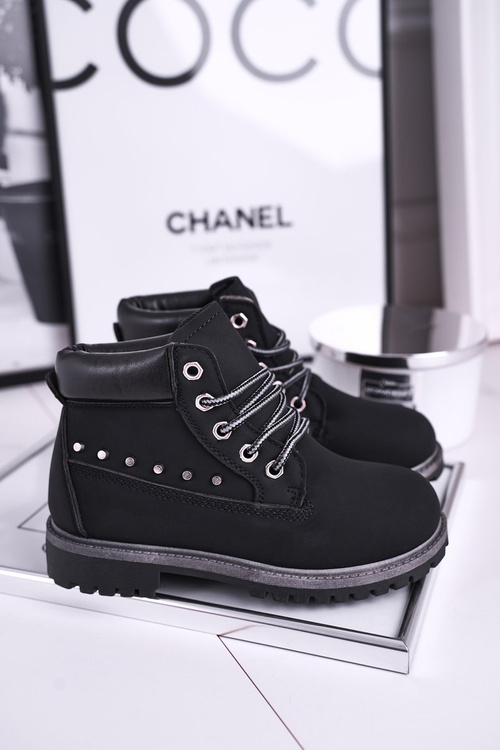 Дитячі утеплені черевики на шпильці Чорні Gonzo