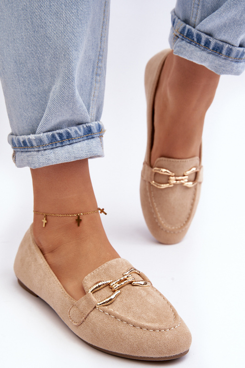 Жіночі лофери з бежевим декором Гана