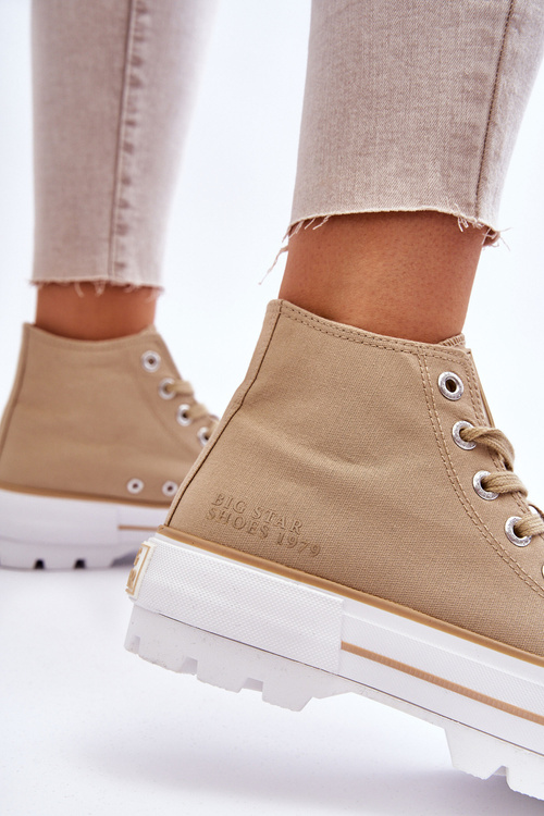 Високі тканинні кросівки на платформі Big Star LL274160 Бежеві