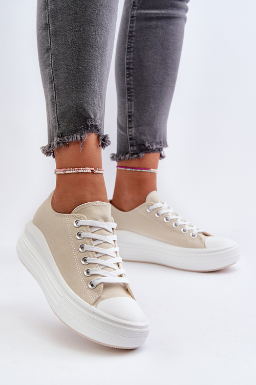 Жіночі кросівки на масивній платформі бежеві Amyete