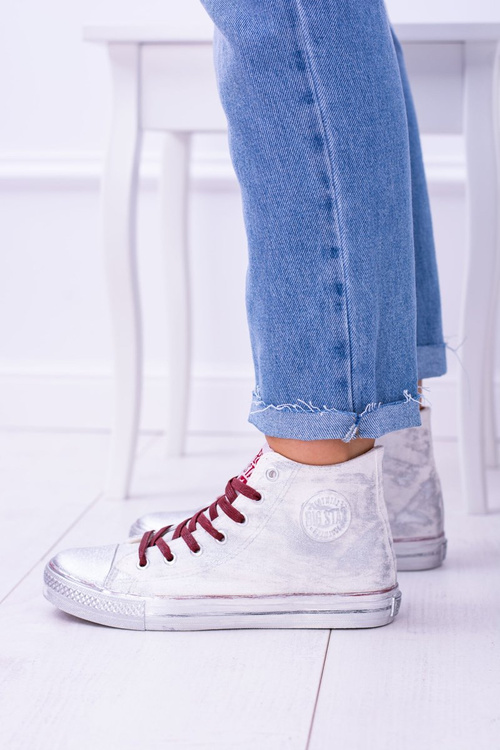 Високі білі посріблені тенісні кросівки Big Star BB274016