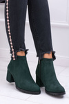Жіночі зелені шкіряні чоботи на шпильці Ніколь