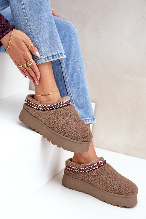 Снігоступи Тапочки На Платформі З Овечим Пухом Коричневі Ovirissa