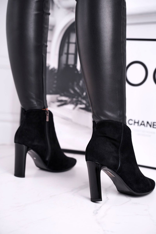 Чоботи жіночі на високому каблуці Laura Messi Black 2200