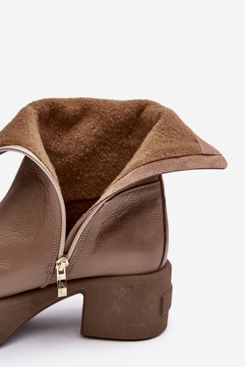 Шкіряні чоботи на низькому каблуці Темно-бежеві Lemar Volavola