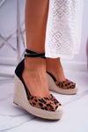 Жіночі босоніжки на платформі з льону з леопардом Canterola