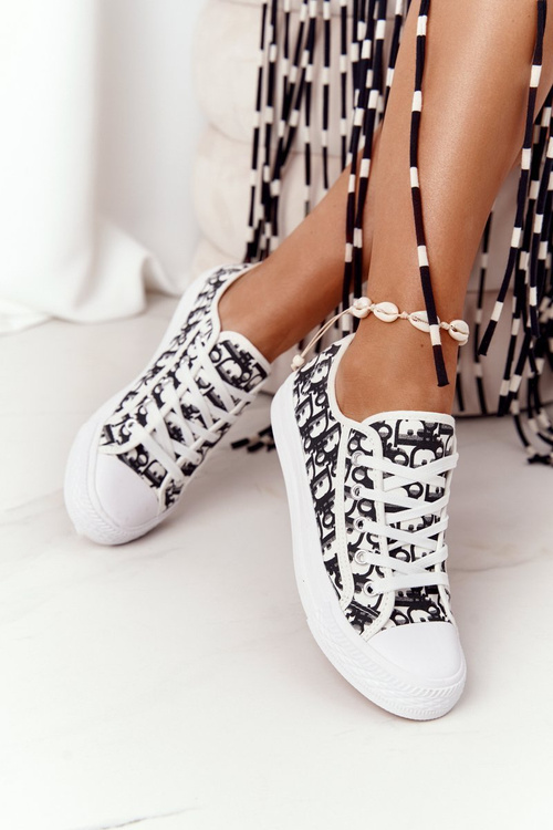 Жіночі логовані кросівки чорно-білі вихідні