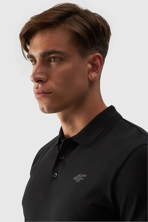 Чоловіча звичайна сорочка поло з логотипом 4F чорна 4FWMM00TPTSM316-20S