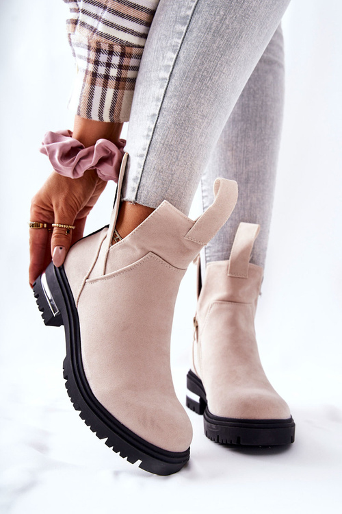 Утеплені черевики челсі на блискавці бежеві My Way