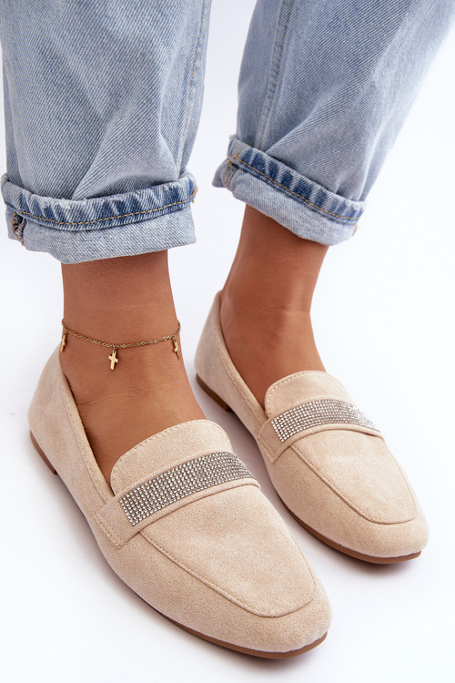 Жіночі мокасини з цирконами Ralrika бежеві