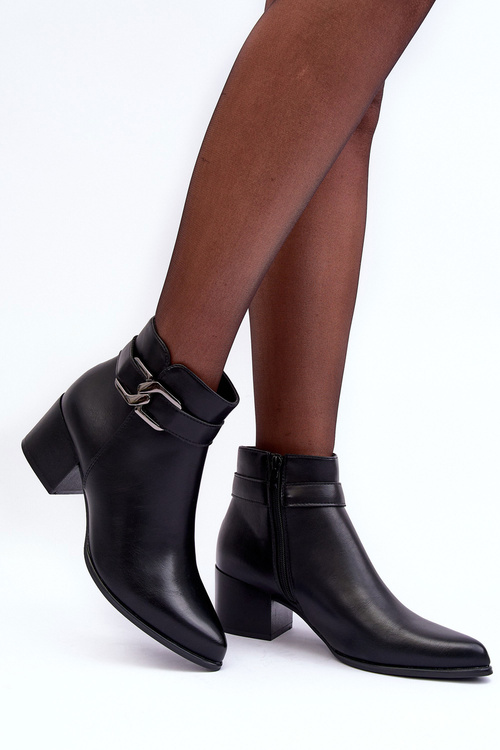 Чоботи жіночі на підборах з орнаментом Black Janeya