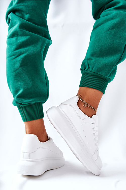 Шкіряні кросівки на платформі білі Lemmy