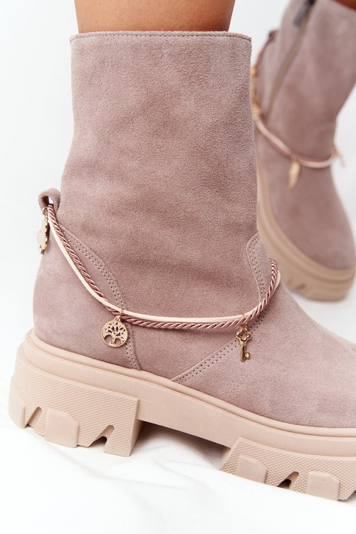 Жіночі замшеві черевики Lewski Shoes 3006-0 Бежеві