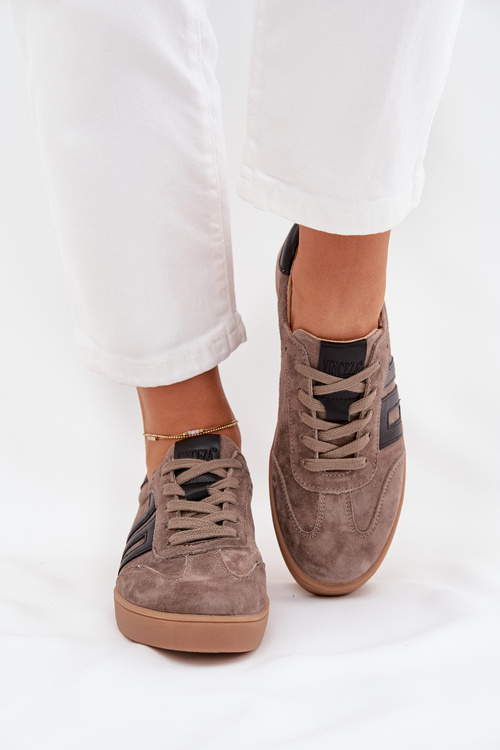 Жіночі Замшеві Кросівки Vinceza 79557 Темно-Бежеві