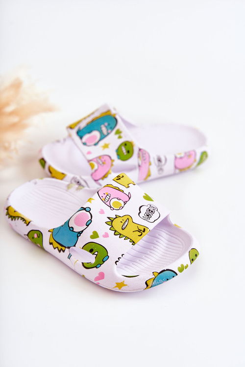 Легкі дитячі тапочки Dinosaurs White Astro
