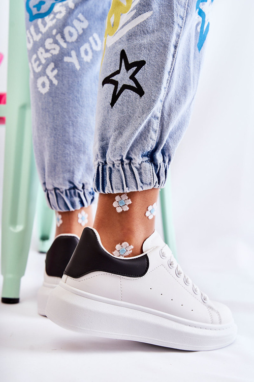 Жіноче спортивне взуття на платформі чорно-біле Eliso