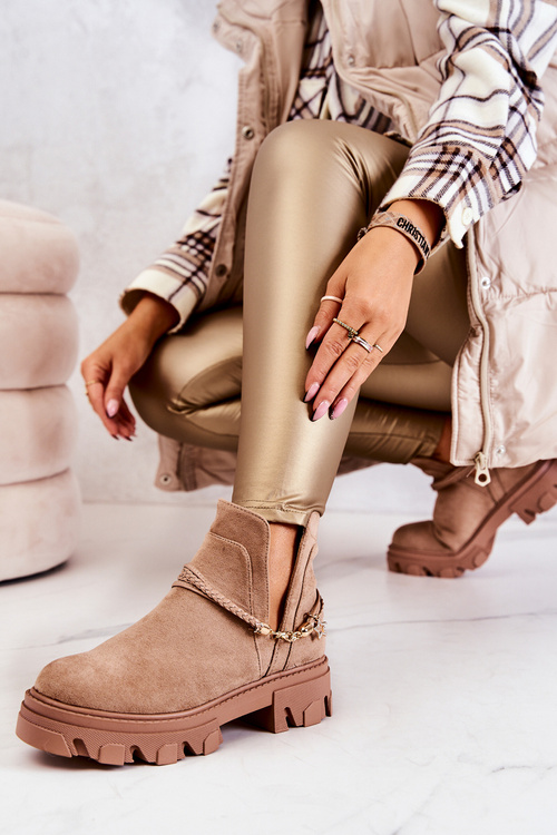 Замшеві робочі черевики без лямок бежеві Moriah