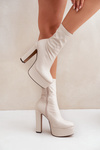 Чоботи На Високому Каблуку І Платформі Світло-бежеві Tennira