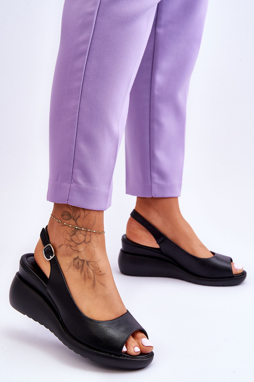 Жіночі босоніжки на танкетці Sergio Leone SK853 Чорні